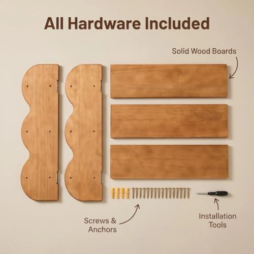 3 Tier Scalloped Wooden Wall Shelf