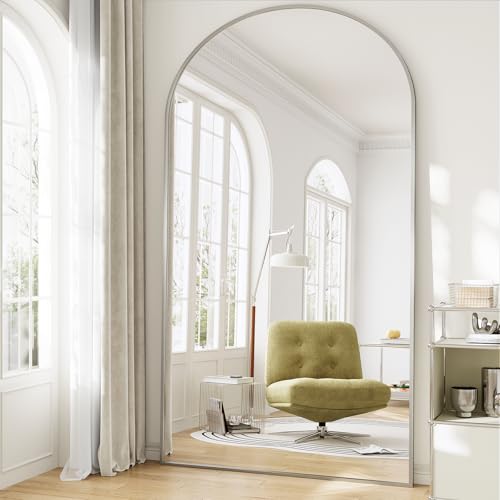 Full Body Mirrors Arched Full Length Mirror with Stand Aluminum Wall Mounted Hanging or Leaning Standing Mirrors