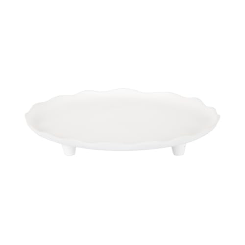 Alessia Modern Decorative Scalloped Round Footed Metal Tray