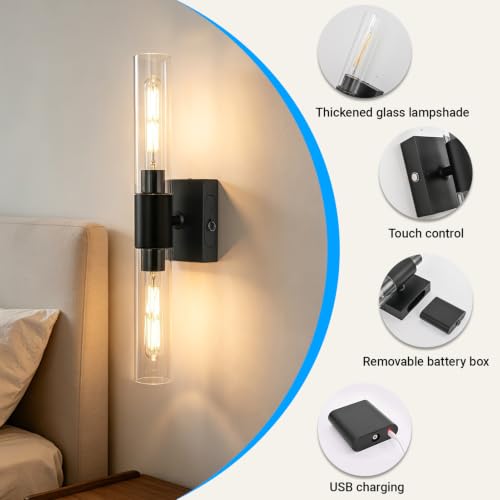 Battery Operated Wall Sconces Set of 2