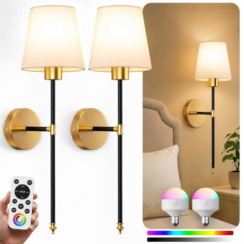 Wall Sconces Battery Operated Set of 2