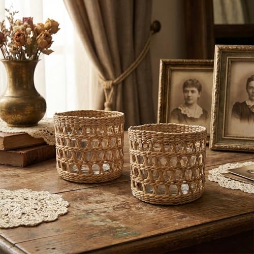 Wicker Rattan Candle Holder Votive Tealight Candle Holder