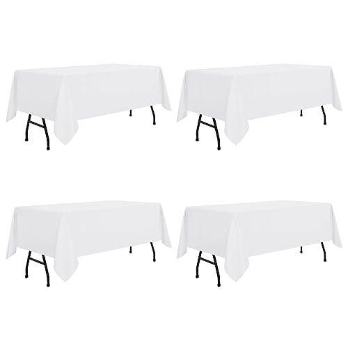 4 Pack White Rectangle Tablecloth (4 Count)
