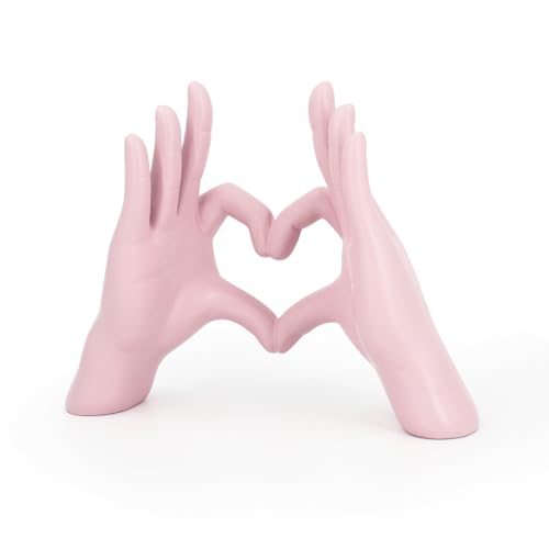 Pink Heart Hands Sculpture Decor