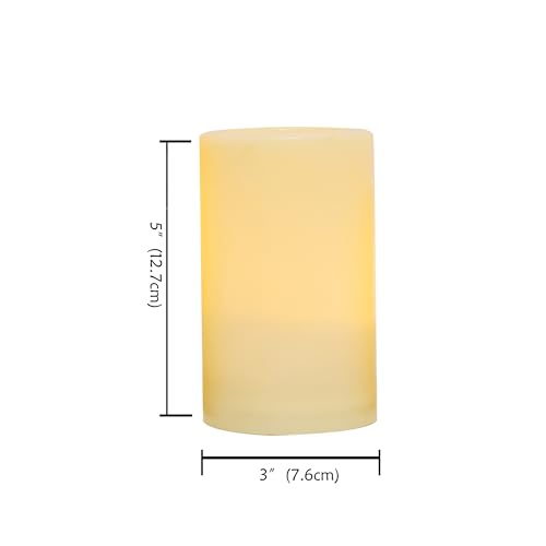 Outdoor Battery Operated Flameless LED Pillar Candle with Timer D3”xH4”