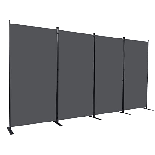 Room Divider 4 Panel Folding Privacy Screens with Wider Feet