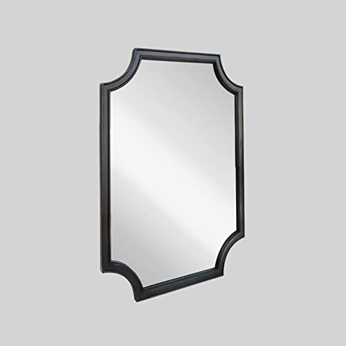 20" x 30" Full Scalloped Corners Arch Rectangle Wall Mirror with Wood Frame for Entryway