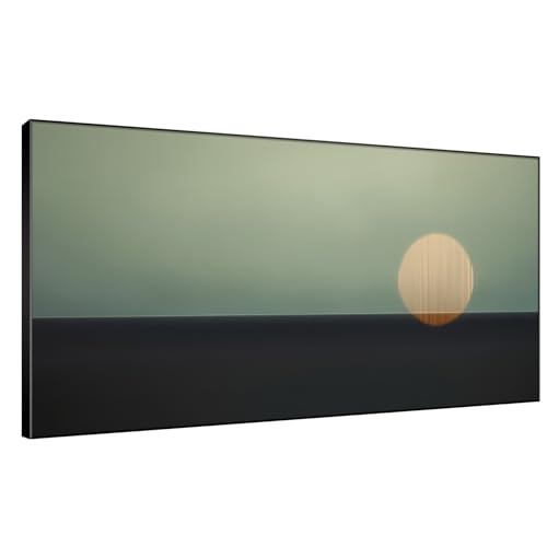 24"x46" Extra Large Framed Wall Art Minimalist Seascape Sunset with Golden Sun on Horizon for Home Living Room Bedroom Decor