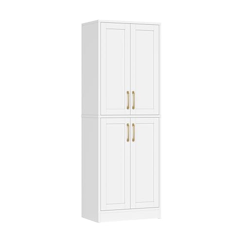 Pantry Kitchen Pantry Cabinet with 4 Doors and Adjustable Shelves