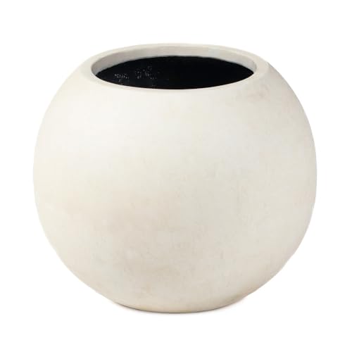 Ash & Ember 24" Round Sphere Satin Ivory Planter