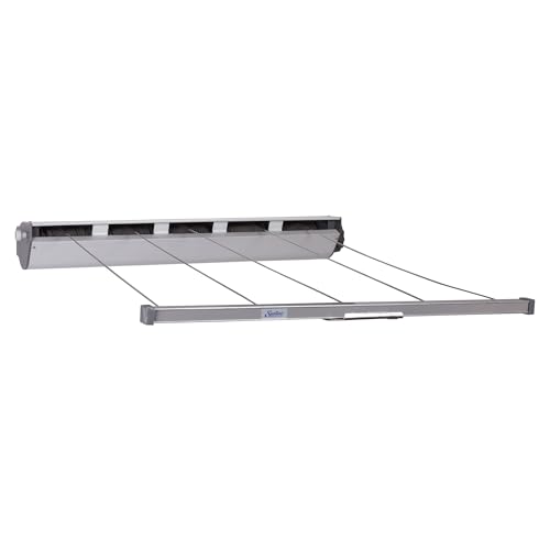 Steel and Aluminum 5‑Line Retractable Wall‑Mounted Dryer Slim Space‑Saving Laundry Rack