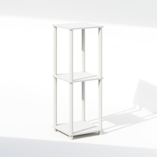 Turn-N-Tube Set of 2, Book Shelf, Stackable Bookshelf, Bookcase with Easy Assembly, 13.4 x 13.4 x 20, for Living Room, Bedroom, Home Office, White/White