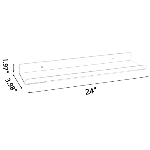 Clear Acrylic Floating Shelves 24 inch Wall Ledge Shelf Bookshelf 3 Pack