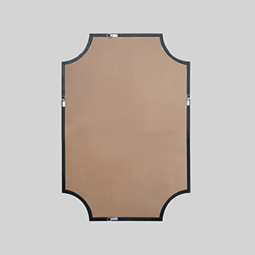 20" x 30" Full Scalloped Corners Arch Rectangle Wall Mirror with Wood Frame for Entryway