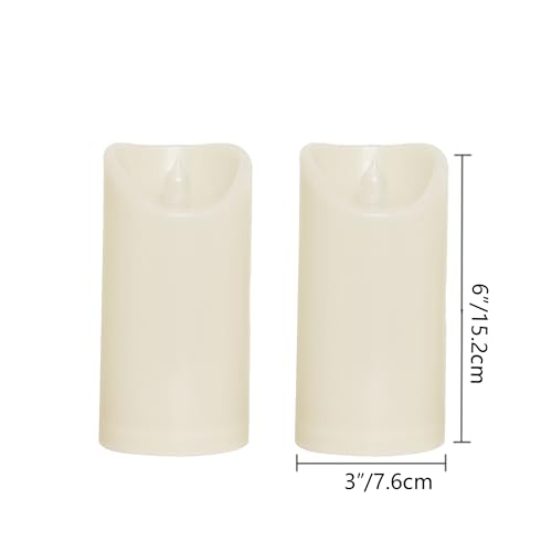 Outdoor Battery Operated Flameless Candles with Remote Timer D3”xH6” 2 PCS (2 Count)
