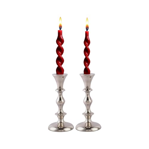 Silver Candle Holders Set of 2 Decorative Centerpiece Table Candlesticks Holders for Taper Candles Home Decor Easter Candle Holders for Dinner Party Wedding Decorations