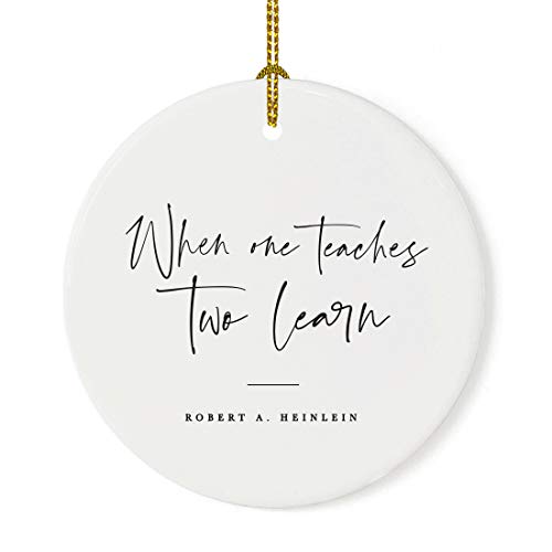 Round Ceramic Porcelain Christmas Tree Ornament for Teacher Thank You Appreciation Graduation Gift