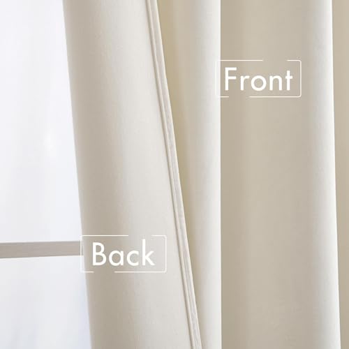 Ivory Blackout Velvet Curtains Drapes 90 Inch Long 52"x90" Bedroom (2 Count)
