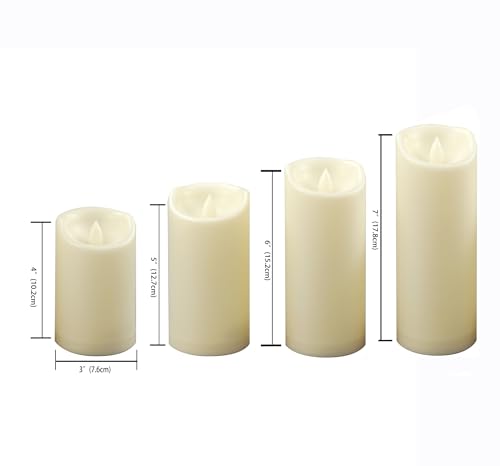 Outdoor Battery Operated Flameless LED Pillar Candles w (4 Count)