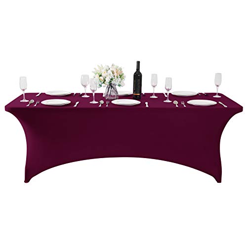 2Pack Spandex Table Cover for 8FT or 4ft or 6ft Table Universal Fitted Stretch Tablecloth for Party
