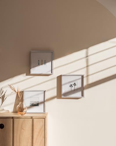 8x8 Silver Metal Picture Frames Matted to 4x4