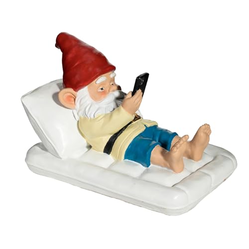 Relaxing Pool Gnome with Smartphone