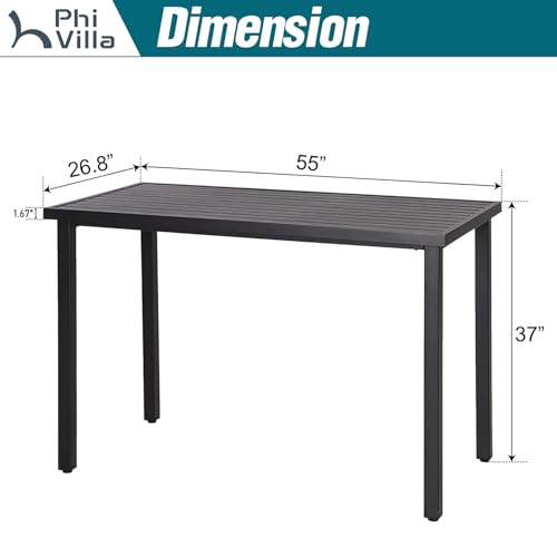 55" x 27" x 37"H Patio Bar Table Counter Height Rectangle