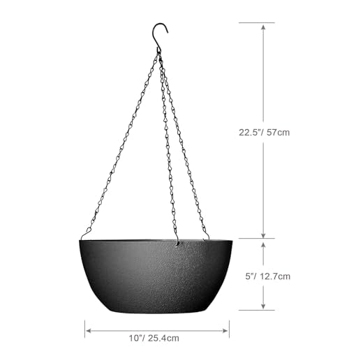 10 inch Hanging Planters for Outdoor Indoor Plants with Drainage Holes and Chain (2 Count)