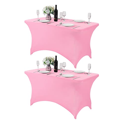 2Pack Spandex Table Cover for 4FT or 6ft or 9ft Table Universal Fitted Stretch Tablecloth for Party (2 Count)