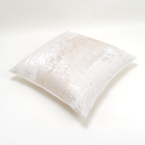 Cream Champagne Metallic Jacquard Pillow Covers 20x20 Pack of 2 Velvet Back Modern Glam Sofa Decor (2 Count)