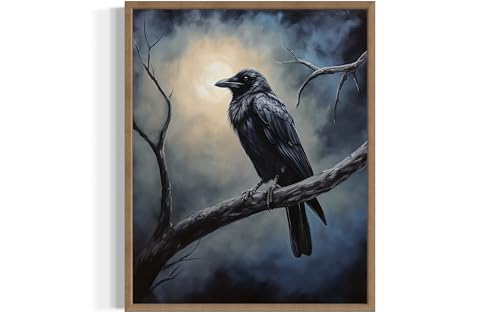 Crow under the Moonlight Poster Art Print