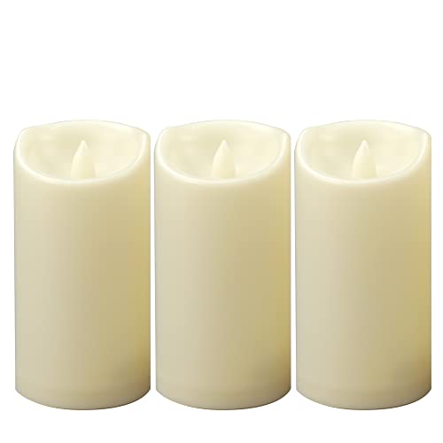 Outdoor Battery Operated Flameless LED Candles with Timer 3x6 Inches 3 Pack (3 Count)