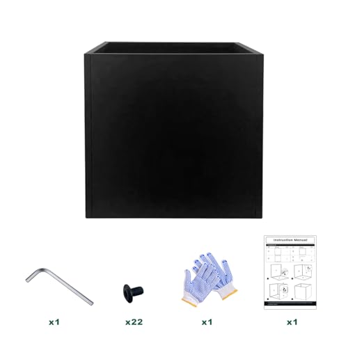 Galvanized Steel Planter Box 28 in Black Square Planters