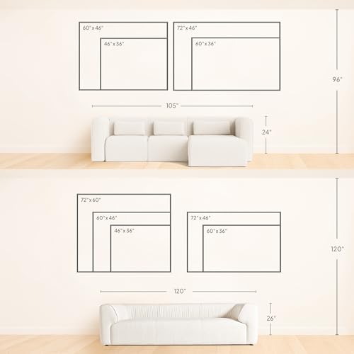 36"x46" Extra Large Framed Wall Art Soft Sand Wave Abstract Neutral Illustration for Home Living Room Bedroom Decor