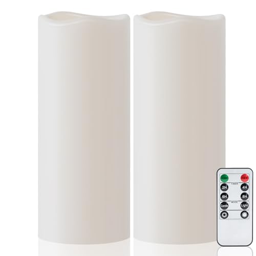 10"x4" Large Waterproof Outdoor Flameless Candles with Remote Timer (2 Count)