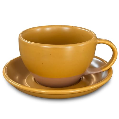 Ceramic Latte Art Mug With Saucer