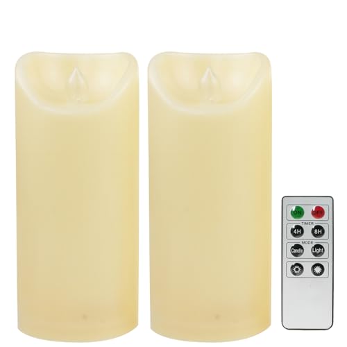 2 PCS Outdoor Battery Operated Flameless LED Pillar Candles w (2 Count)