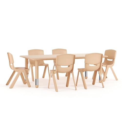 Kids 47.25x23.6 in Activity Table with 6 Chairs