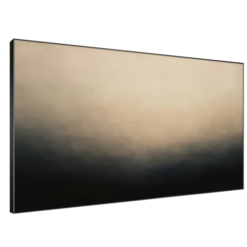 46"x72" Extra Large Framed Wall Art Soft Cream and Dark Abstract Landscape Illustration for Home Living Room Bedroom Decor