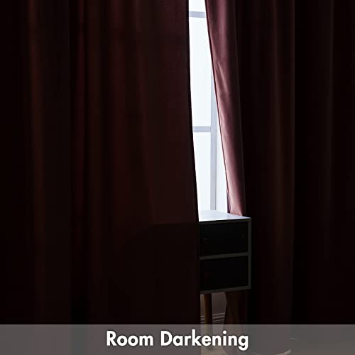 Dusty Rose Pink Velvet Room Darkening Curtains for Bedroom W52 x L72 (2 Count)