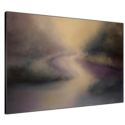 46"x60" Extra Large Framed Wall Art Golden Light River Path Dreamy Impressionist Landscape Illustration for Home Living Room Bedroom Decor