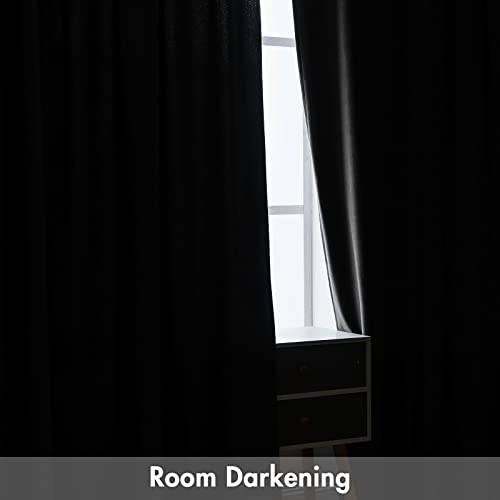 Black Blackout Velvet Curtains Drapes 84 Inch Long 52"x84" Bedroom (2 Count)