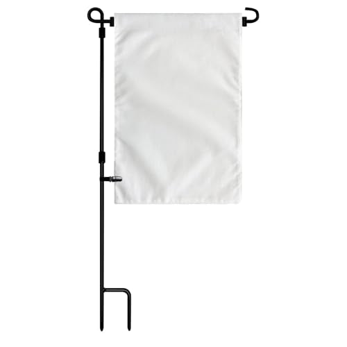 Garden Flag Stand with Sublimation Blank Garden Flags Metal Yard Flag Holder Pole Stake Small Flag Stands for Solid White Flag 12 x 18 DIY Custom Make Your Own Banner with Clips and Stopper