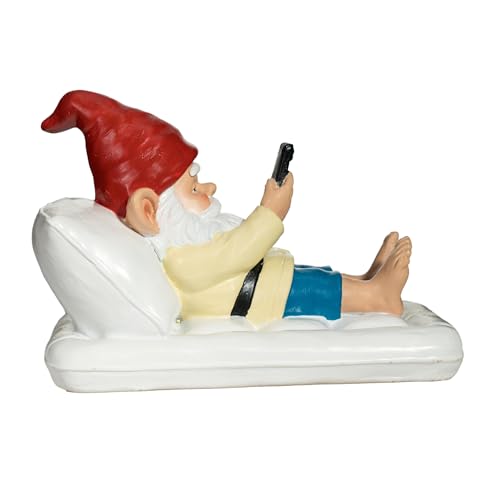 Relaxing Pool Gnome with Smartphone