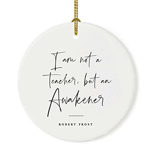 Round Ceramic Porcelain Christmas Tree Ornament for Teacher Thank You Appreciation Graduation Gift