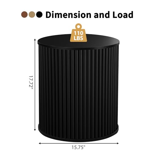 Small Round Side Table Fluted Night Stand Set of 2 (2 Count)