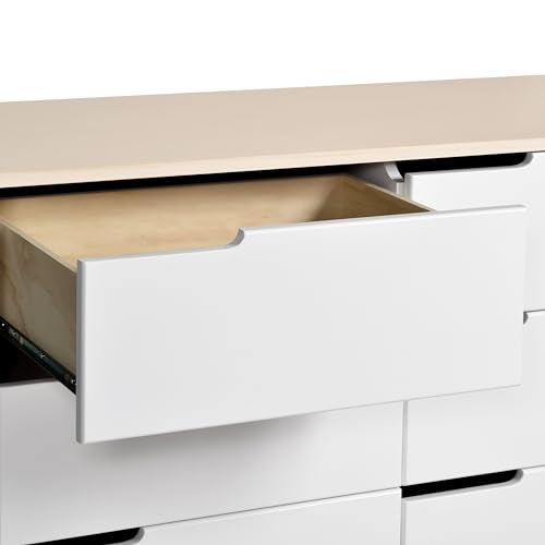 Hudson 6 Drawer Assembled Double Dresser in Washed Natural and White