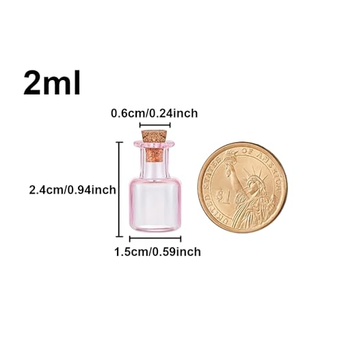 2ml Mini Rectangle Glass Bottles with Cork (7 Count)