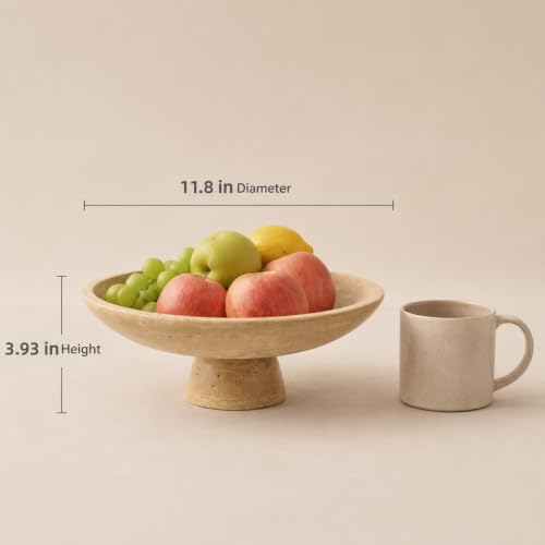 11.8" Natural Travertine Fruit Bowl
