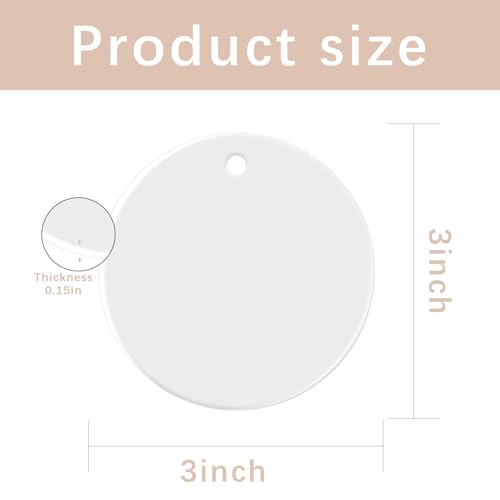 50 PCS Sublimation Ceramic Ornament Blank 3 inch Round Crafting DIY Personalized Christmas Home Decor Bulk Two (50 Count)